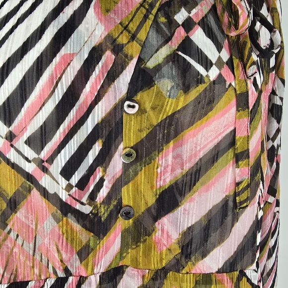 Marie Oliver Venus Caftan Silk Blend Maxi Dress Zebrawood Print XL Long Sleeve - Picture 5 of 16